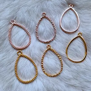Gold Plated Water Drop Hollow Frame Connectors Fashion Necklace Earrings Metal Accessories DIY Charms Jewelry Crafts Making