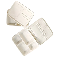 Boîte à lunch jetable robuste et écologique de 36 oz, recyclable, en bagasse de canne à sucre biodégradable, avec couvercle en papier de bambou