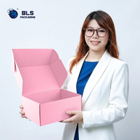 Boîte cadeau en papier kraft imprimé personnalisé, de grande capacité, pliable, de qualité supérieure, en carton ondulé rose recyclable, pour vêtements
