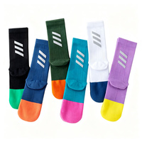 Chaussettes de cyclisme et de course respirantes, anti-transpiration, réfléchissantes, en polyester/nylon sans couture, pour usage cycliste antidérapant
