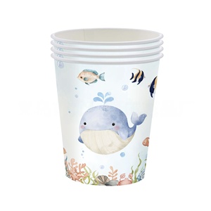 Vajilla desechable de fiesta con animales submarinos de acuarela, bandeja de papel temática de animales marinos, mantel para ocasiones festivas - Product Image 6