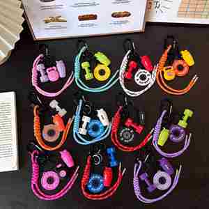 New Gym Dumbbell Keychain Rubber Plate Charm with Braided Rope Sporty Unisex <b>Backpack</b> Accessory for Fitness Enthusiasts - Product Image 1