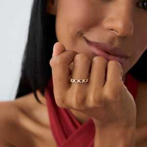 Anillo Único con Diamantes en X, Bajo MOQ, Engaste Pavé, Corte Brillante Natural, VS, Bañado en Rodio, Oro Rosa de 14k, Joyería Fina Certificada ODM - Product Image 5