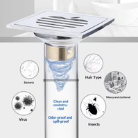 Vente en gros usine : Accessoires de salle de bain - Siphon de douche Apple Buckle moderne argenté 4 pouces, anti-odeur, en acier inoxydable pour lavabo et sol