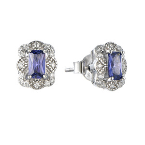 Vuông Sapphire đinh tán của phụ nữ đồ trang sức 925 sterling Silver Charm với <span class=keywords><strong>ruby</strong></span> đá <span class=keywords><strong>CZ</strong></span> Zircon Stud Earring - Product Image 4