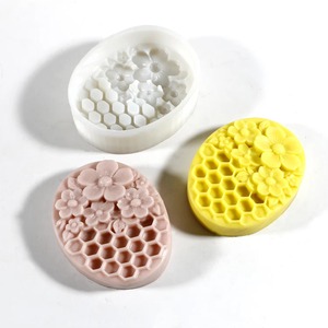 3D Bee Honeycomb Floral <b>Silicone</b> Soap <b>Mold</b> Large Oval Flower Soap Bar Mould for DIY Homemade Craft - Product Image 6