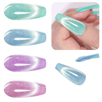 WEKIKOU Vernis à ongles gel UV liquide magnétique, lot de 4 pièces, effet œil de chat, paillettes holographiques, 8 ml