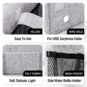 Feutre chevet Caddy organisateur lit stockage Magazine téléphone tablette <span class=keywords><strong>iPad</strong></span> support à distance avec boîte à mouchoirs poches pour bouteilles d'eau - Product Image 5