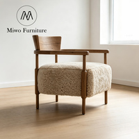 Fauteuil d'appoint moderne en bois massif et tissu Teddy Sherpa, chaise rembourrée pour salon, chambre à coucher, mobilier de maison