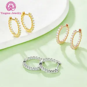 女性钻石时尚饰品925纯银硅石耳环镀金耳环vvs硅石耳环环