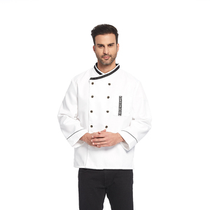Klassiek Restaurant Keuken <span class=keywords><strong>Uniform</strong></span> Unisex Jas Met Korte Mouwen En Dubbele Rij Knopen - Product Image 4