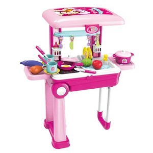 Set Gioco Cucina per Bambini <span class=keywords><strong>2</strong></span> in 1, Valigia da Viaggio Trasformabile in Cucina Giocattolo per Bambine e Bambini, Gioco di Ruolo - Product Image 3
