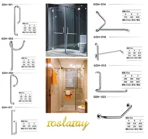 Puxador de vidro para banheiros, acessório de banheiro em forma de H 304 com tração dupla, porta de chuveiro de metal, pressão fixa
