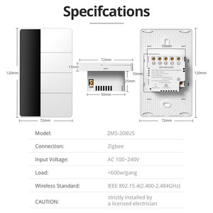 Zemismart สวิตช์ชื่อ <span class=keywords><strong>ZigBee</strong></span> DIY ทำงานกับ Tuya หน้าจอแสดงผลอัจฉริยะสวิตช์ไฟทางกายภาพพร้อมจอแอลซีดี Alexa Google Home - Product Image 6