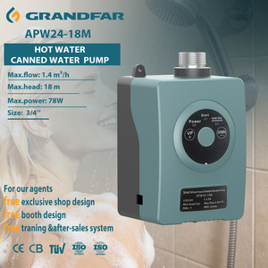 ปั๊มเพิ่มแรงดันน้ำร้อนสำหรับใช้ในครัวเรือน GRANDFAR OEM ODM อัตราการไหล 23.3 ลิตร/นาที แรงดันสูง 24V รุ่น APW24-18M ปั๊มเพิ่มแรงดันน้ำ 24 โวลต์ รุ่น APW24-18M APW24 - Product Image 1