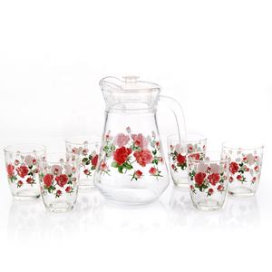 Verres à boissons classiques 7 pièces, ensemble de citron <span class=keywords><strong>en</strong></span> verre avec design de décalcomanie, ensemble de verres et de gobelets, <span class=keywords><strong>prix</strong></span> bon marché pour l'été - Product Image 5