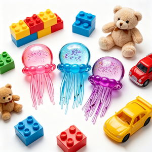 Factory Soft Plastic Jellyfish Stress Relieving Squeeze Squishy <b>Fidget</b> Toy Glitter Transparent Jelly Wiggly Tentacle Sensory - Product Image 2