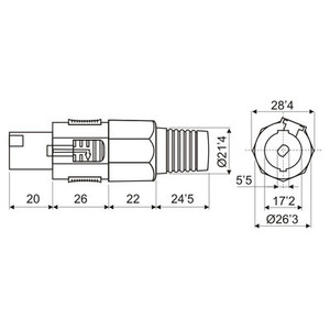 Connecteur jack mâle 4 pôles, type Speakon, idéal pour l'audio professionnel et des connexions sécurisées dans les systèmes sonores. - Product Image 2