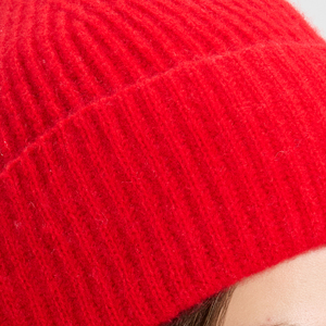 Bonnet en tricot côtelé rouge pour femme, couvre-chef chaud décontracté pour l'hiver - Product Image 5