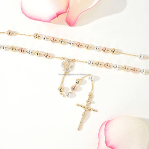 Joyería religiosa catolicismo circón colgante collar Virgen María <span class=keywords><strong>San</strong></span> Judas <span class=keywords><strong>San</strong></span> <span class=keywords><strong>Benito</strong></span> 14K chapado en oro Rosario <span class=keywords><strong>Cruz</strong></span> collar - Product Image 5