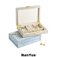 Boîte à bijoux rectangulaire de luxe en velours, multi-compartiments, fermoir en métal doré, pour bagues, boucles d'oreilles, colliers, boîte de rangement pour bijoux, logo personnalisé