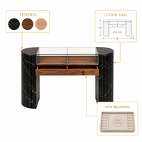 Vitrine de présentation de bijoux de luxe GZowin, texture marbre noir, armoire en bois, couleurs personnalisables, équipée de tiroirs de rangement