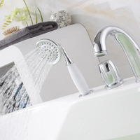 Robinet de baignoire de luxe abordable en cuivre, ensemble cinq pièces, montage sur pont, douchette, poignées en céramique en forme de pastèque, mitigeur chaud-froid