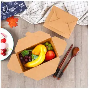 Tek kullanımlık gıda sınıfı kağıt gıda paketi ambalaj kahverengi Kraft kağıt yemek kabı