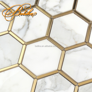 Thassos-embellecedor de mármol blanco, revestimiento de pared de mosaico de latón, decoración para el hogar, diseño hexagonal de fondo para interiores - Product Image 6