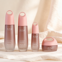 Ensemble d'emballages cosmétiques à dégradé de couleurs, imprimé en sérigraphie, pot vide pour crème visage, flacon en verre pour lotion avec pompe