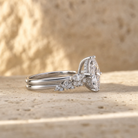 Bague en Moissanite en Argent Sterling 925, Coupe Marquise, Sertie de Six Griffes, avec Pierres Latérales en Grappe, Ensemble de Bagues de Mariage pour Femme