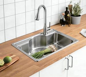 Fregadero de Cocina Satinado 530x420mm de un Solo Tazón de Acero Inoxidable SUS304 1094 con Grifo Integrado - Product Image 2