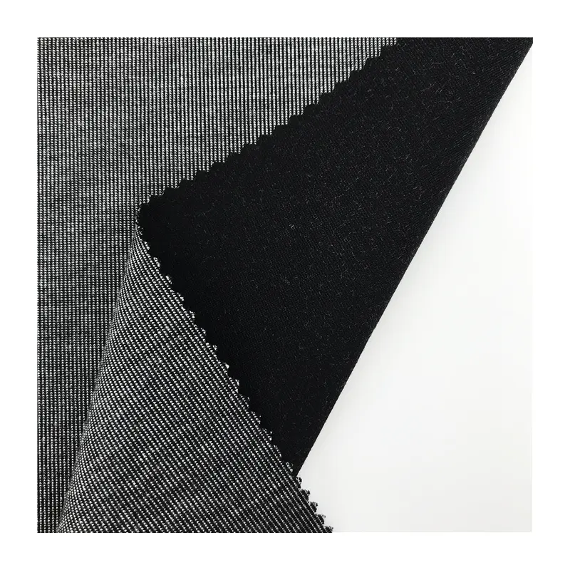 Casual TR Suit Fabric High Quality Rayon Polyester stretch heather grey and black back side double layer fabric for pants