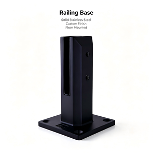 Support de balustrade en acier inoxydable noir, fixation au sol, pour garde-corps d'escalier, terrasse, balcon - Product Image 1