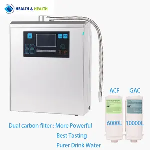 Máquina ionizadora de agua alcalina con filtro de carbono dual, máquina generadora de hidrógeno con revestimiento de titanio y platino, 5/7 placas