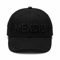 Casquette de baseball personnalisée avec broderie 3D, 6 panneaux, en coton, avec détails de fil barbelé gothique, noire, à fermeture snapback, OEM ODM, casquette publicitaire pour équipe