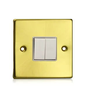 Satin Golden Range 2 Gang Switch Satin Golden Color Metal Plate 86 Plate