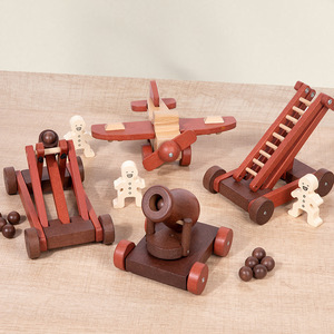 Giocattoli Educativi in Legno per Bambini, Kit di Costruzione STEM Fai-da-Te Serie Battaglia con Biplano, Catapulta, Cannone e Scala - Product Image 3