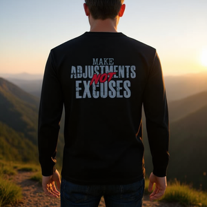T-shirt à manches longues avec <span class=keywords><strong>citation</strong></span> motivante : « Faites des ajustements, pas des excuses » - Product Image 3