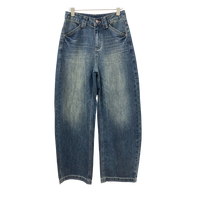 Jean vintage délavé pour femme, coupe large, taille haute, style ballon, en denim décontracté, personnalisable OEM/ODM