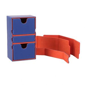 Boîte de rangement pour cartes en cuir PU personnalisée FX avec 3 compartiments, portable pour l'organisation des jeux de cartes, couleur bleue disponible - Product Image 3