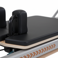 Machine de Pilates Reformer réglable en aluminium/alliage d'aluminium jaune, portable et durable, équipement de yoga à domicile pour adultes, avec boîte en bois