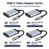 Hub USB C Multiport ke HDTV 2.0 VGA MiniDP 1.4 DP1.4 dengan Pengisian Daya PD 100W Dongle Aluminium