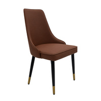 Ensemble de table et de chaises de restaurant commercial moderne avec chaises rembourrées en cuir PU marron pour hôtels, bars, centres commerciaux, cafés