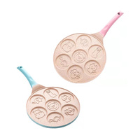 Poêle à mini-gâteaux aux œufs 7 trous en alliage d'aluminium, forme sourire, revêtement antiadhésif, fond en fonte, haute qualité, pour la cuisine domestique, vente chaude