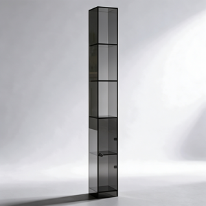 Amber Brown Acrylic Narrow Tall Bathroom Storage Cabinet Freestanding Corner Display Cabinet for Cosmetic Toiletry Storage - Product Image 4
