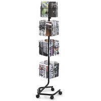 Support de présentation rotatif personnalisé à 4 niveaux pour cartes de vœux, 32 poches, présentoir métallique pour brochures et magazines avec roulettes