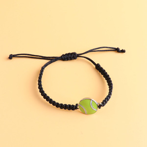 Bracelet d'amitié tendance fait main avec nœuds tressés, breloques <span class=keywords><strong>de</strong></span> ballons <span class=keywords><strong>de</strong></span> sport (volleyball, football, baseball, softball, basketball, soccer) et style antique - Product Image 1