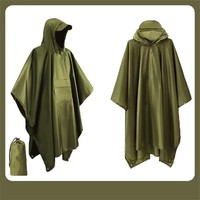 Poncho imperméable militaire 3-en-1 à capuche pour extérieur, moto, camping, randonnée, voyage, tente de pluie