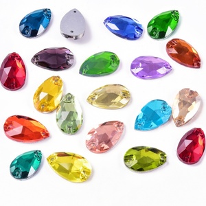 OLeeya Wholesale Bling Crystals Teardrop Shape Big Glass Sewing Gemstone Flat <b>Back</b> <b>Drop</b> Sew on Rhinestones for Wedding Dress - Product Image 4